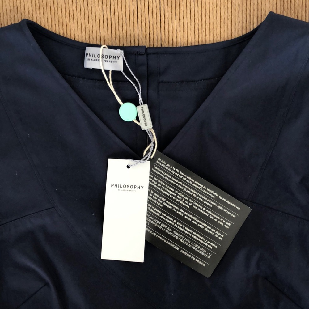 Philosophy di Alberta Ferretti navy blue tunic sz 42 (sz 6) NWT